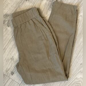 **RW&CO. Women's Olive Green Linen mix Pull on Tapered Ankle Pants